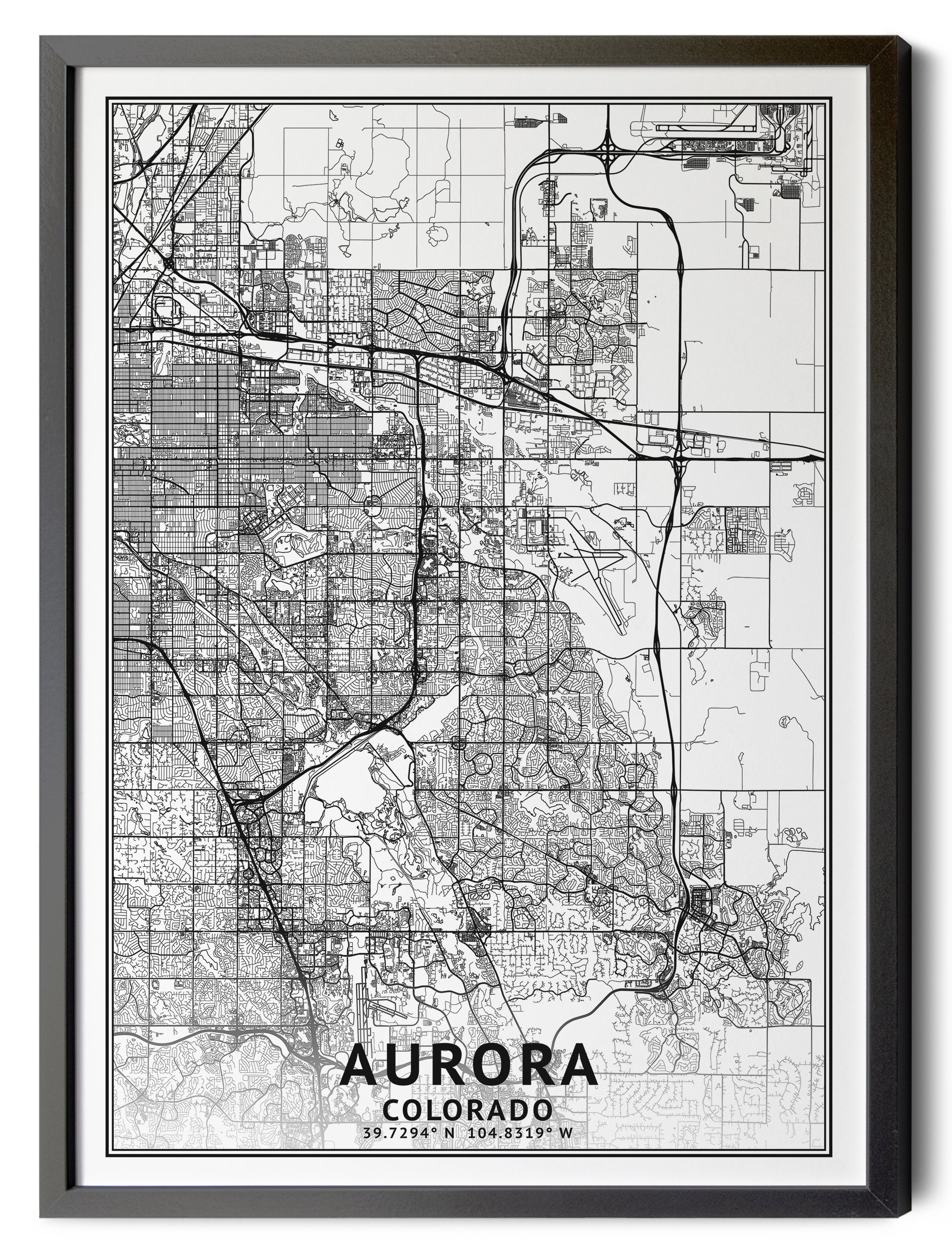 Aurora Colorado Map, Black and White, Coordinates, Map of Aurora, Aurora CO,  Map Art, City Street Map, Perfect Details, Printable - Etsy, image size:2100x2775