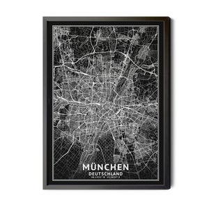 Munich Germany Map, München Deutschland Map, Black and White, Inverted, Coordinates, City Map, Map of Munich, Perfect Details, Printable