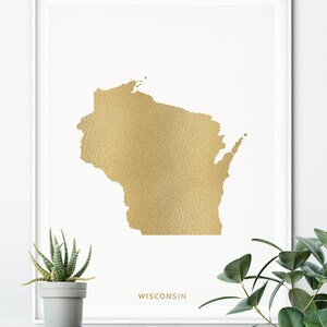 Wisconsin Gold Maps Wisconsin Map, Gold Foil Texture, Wisconsin Wall Art, Wisconsin Poster ...