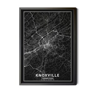Knoxville Tennessee Map, Black and White, Coordinates, Inverted, Map of Knoxville, Knoxville TN, City Street Map, Perfect Details, Printable