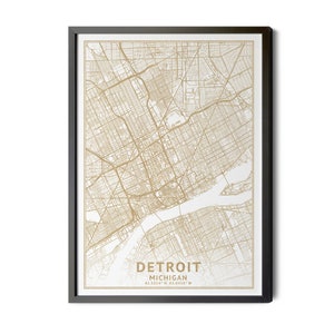 Detroit Michigan Map, High Resolution Real Gold Leaf Texture, Coordinates, Map of Detroit, Detroit MI, City Map, Perfect Details, Printable