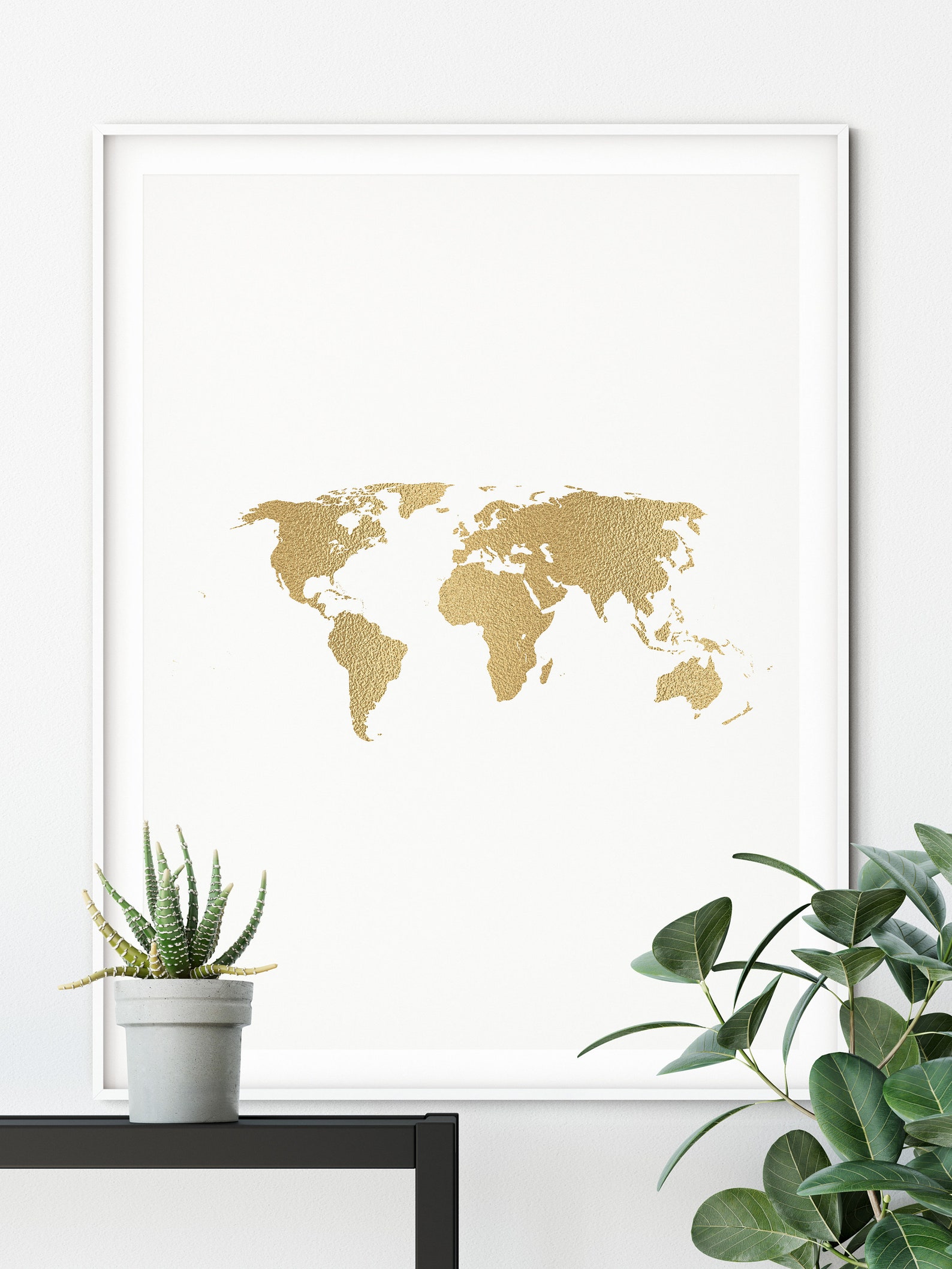World Map Gold High Resolution Gold Foil World Map Wall - Etsy