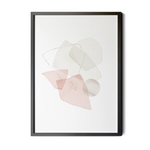 Blush Pink Wall Art, Watercolor Shapes, Pink Wall Art, Gold Foil Texture, Abstract Art Print, Downloadable, up to Large Wall Decor Sizes