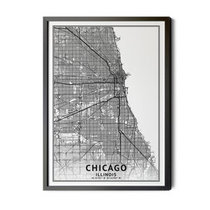 Chicago Map, Coordinates, Chicago Illinois Map Wall Art, Map of Chicago, Chicago Poster, Chicago Wall Decor, Perfect Details, Printable