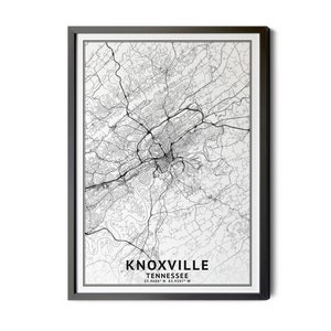 Knoxville Tennessee Map, Black and White, Coordinates, Map of Knoxville, Knoxville TN, City Street Map, Map Art, Perfect Details, Printable