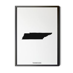 Tennessee Map, Black and White, Minimalist, Tennessee Wall Art, Tennessee Poster, Map of Tennessee, TN Map, Map Art, Silhouette, Printable