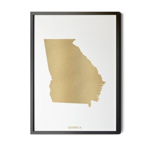 Georgia Map, Gold Foil Texture, Modern Map Art, Georgia Map Wall Art, Map of Georgia, GA State Map Art, Silhouette, Printable
