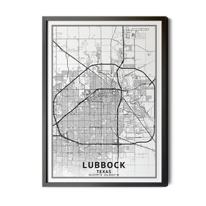 Lubbock Texas Map, Black and White, Coordinates, Map of Lubbock, Lubbock TX, City Street Map, Map Art, Perfect Details, Printable
