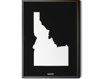 Minimalist Idaho Map Art, Black and White Silhouette (Printable)