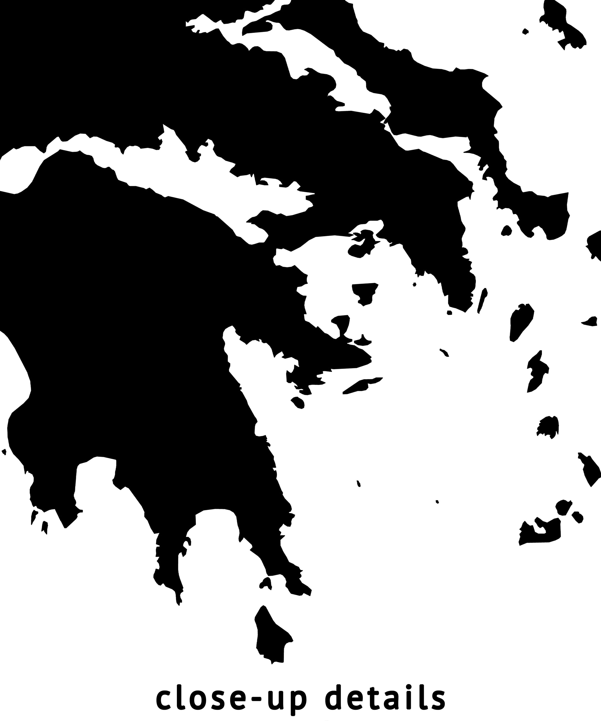 Greece, Hellada, ΕΛΛΑΔΑ, Map, Black and White, Minimalist, English and ...