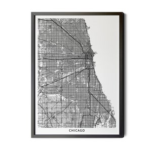 Chicago Illinois Map, Black and White, Chicago IL Map, Map of Chicago, Chicago IL Map Poster, City Street Map, Perfect Details, Printable
