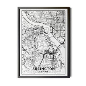 Arlington Virginia Map, Black and White, Coordinates, Map of Arlington, Arlington VA, Map Art, City Street Map, Perfect Details, Printable
