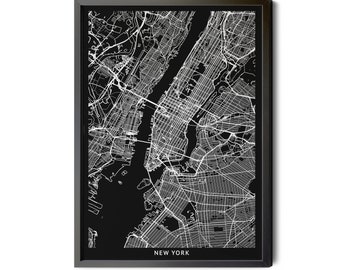 New York City Map, Black and White, New York City Poster, Map of New York, New York Canvas, Modern Map Art, City Street Map Art, Printable