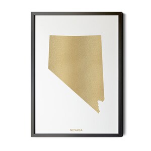 Nevada Map, Gold Foil Texture, Contemporary,  Nevada Wall Art, Map of Nevada, Nevada State Map, NV Map, Nevada, Silhouette, Printable
