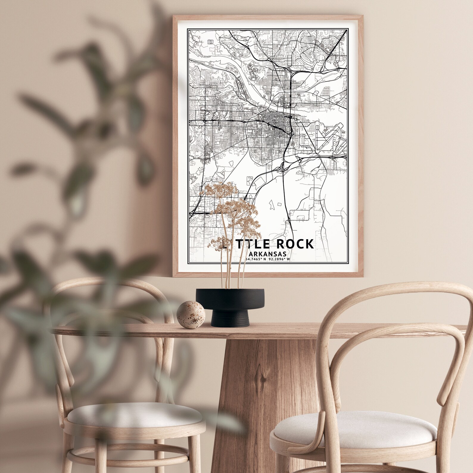 Little Rock Arkansas Map Black and White Coordinates Map of Etsy