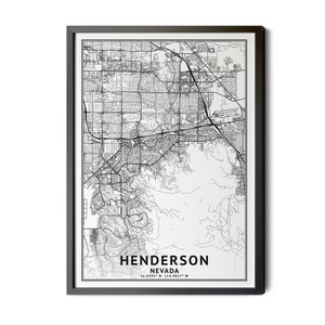 Henderson Nevada Map, Black and White, Coordinates, Map of Henderson, Henderson NV, City Street Map, Map Art, Perfect Details, Printable