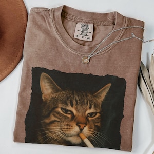 Funny Cat Shirt with Cigarette, Grumpy Smoking Cat TShirt, Cat Lover Gift, Animal Shirt, Gift For Cat Mom or Cat Dad, Sarcastic Meme Tee