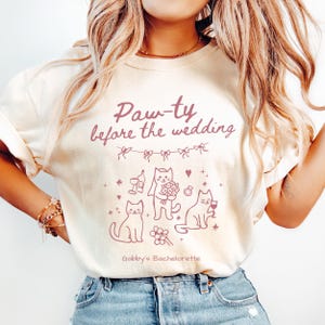 Personalized Pawty Before the Wedding Shirt, Custom Bridesmaid Shirt, Cat Lover Bachelorette Party Tee, Funny Bridal Shower Gift, Bach Tee