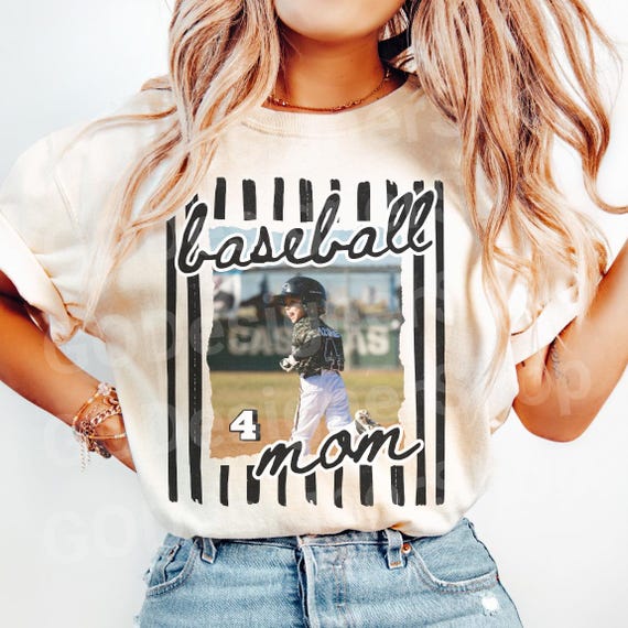 Custom Baseball Mom Shirt, Personalized Player Photo Tee, Custom Number Baseball TShirt, Game Day Mom Gift, Sports Mom Shirt