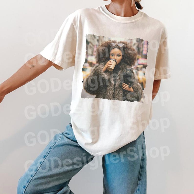 Funny Doll Meme Shirt, Black Doll Coffee Aesthetic Tee, Funny Cat Mom Meme Shirt, Sarcastic Humor Graphic Tee, Comfort Colors Trendy Shirt Ivory