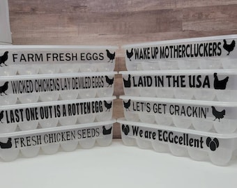 Plastic reusable egg container, Funny saying egg carton