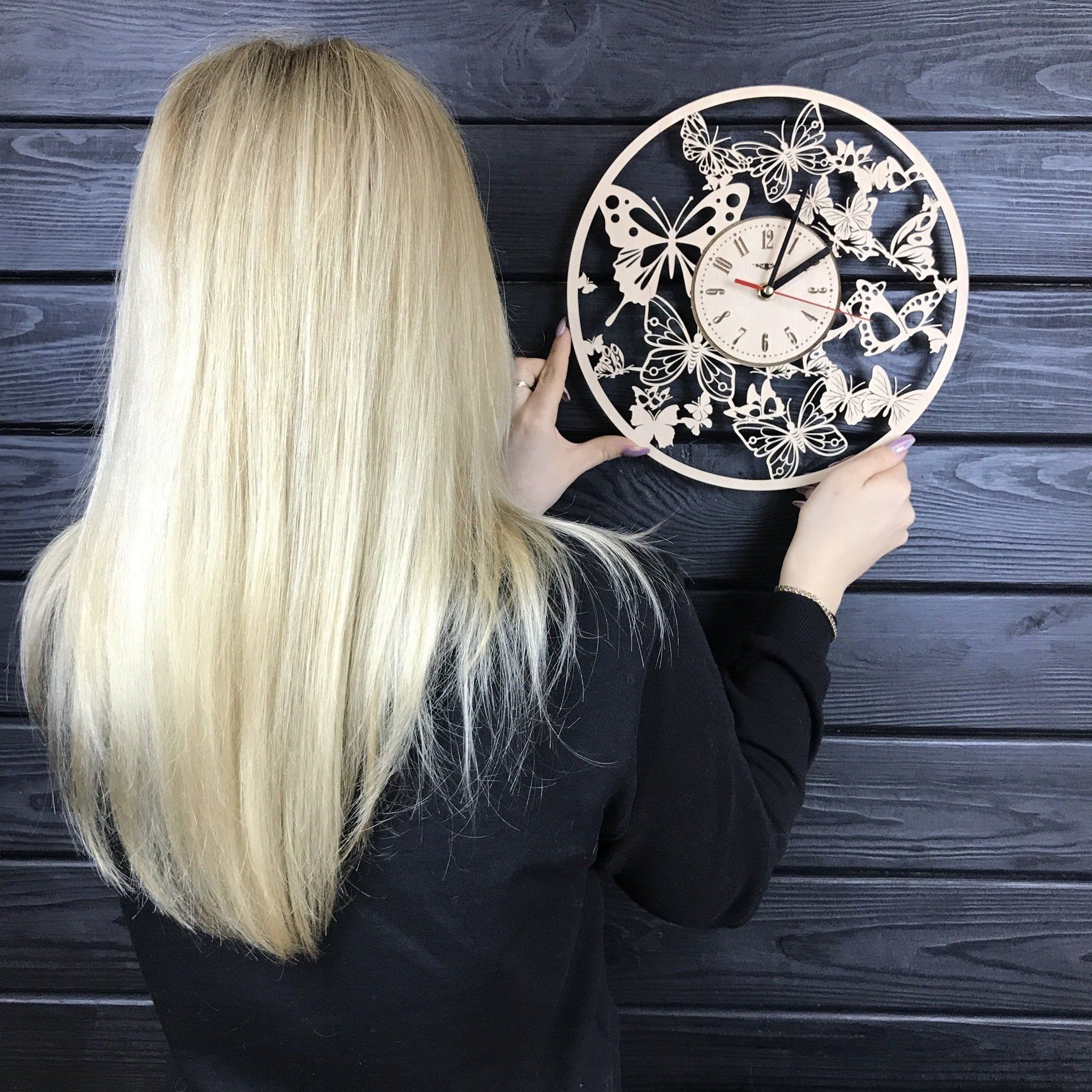 Figurierte Uhr Uhren für Wandkunst große Wanduhr Holzuhr | Etsy