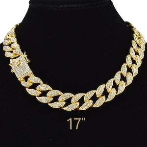 Iced Out Cuban Link Choker: 18k Gold Plated CZ Pave, Hip Hop Bling