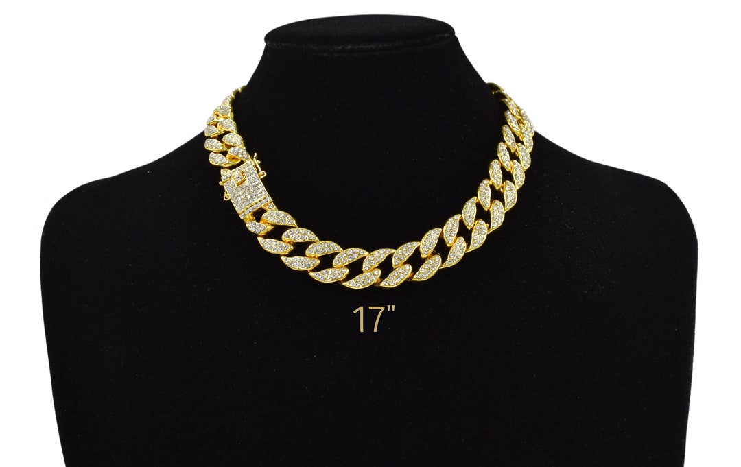 Cuban Link Chain Iced Out 15MM 18k Gold Plated Simulated Etsy