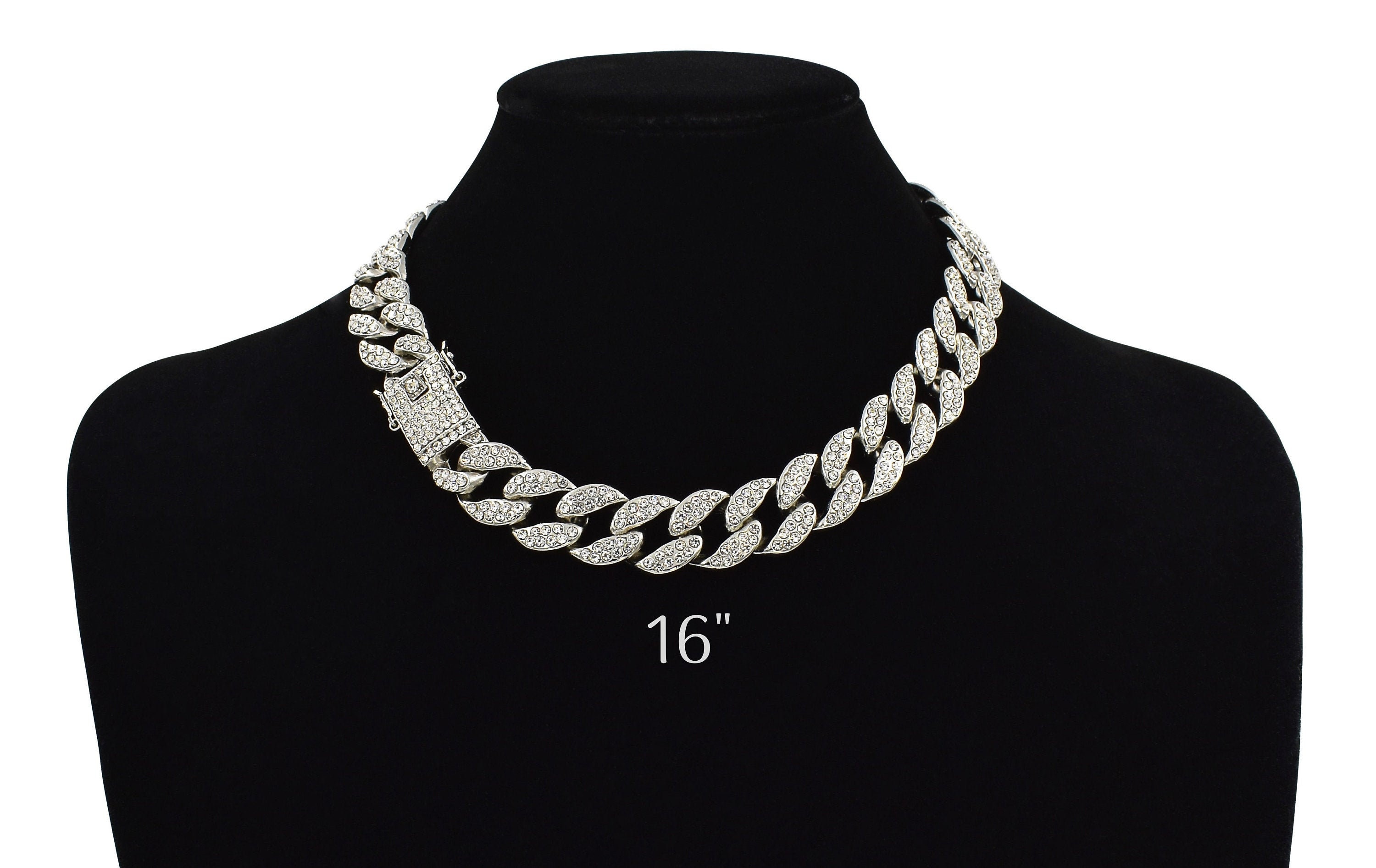 Mens Cuban Link Chain Miami Cuban Necklace 18K Gold Silver Chain