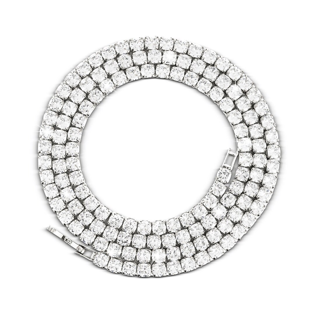 Iced Out Tennis Necklace Fantasy Diamond CZ Chain Choker White Etsy