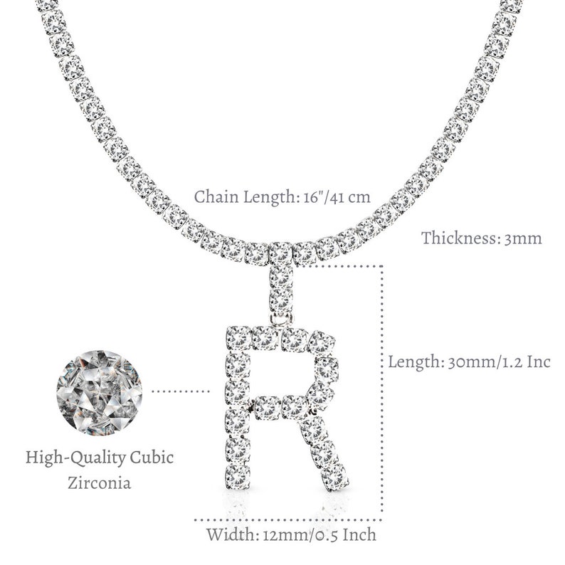 Initial Diamond Letter Pendant Necklace 