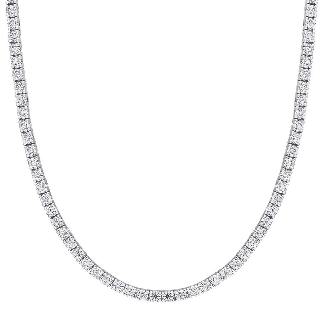 Iced Out Tennis Necklace Fantasy Diamond CZ Chain Choker White Gold Silver Platinum Hip Hop