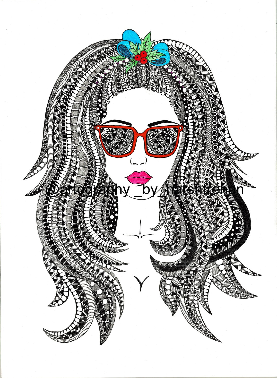 Beautiful girl mandala art Wall decor Digital print Art Etsy