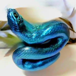 Handmade polymer clay snake - figurine, decoration, personalized. Snake figurine.