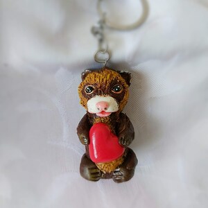 Polymer Clay Ferret Keychain - Handmade Ferret Talisman Charm, Cute Animal Accessory Gift