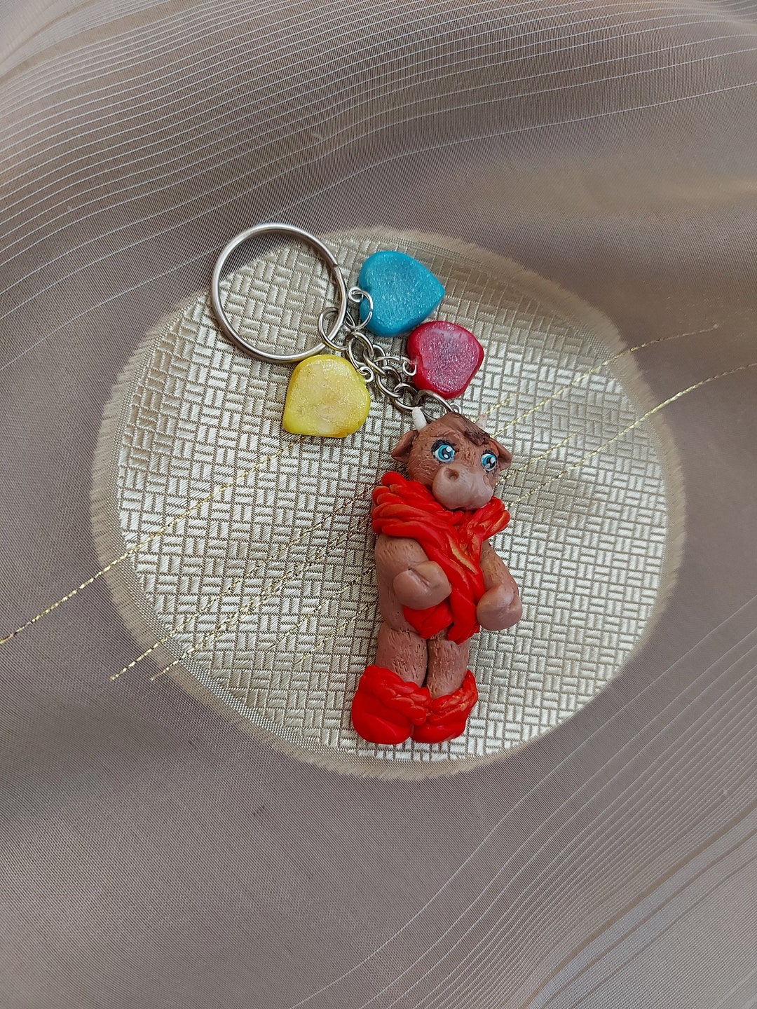 Keychain With a Bull Made of Polymer Clay. Keychain Love. 3d Animal ...