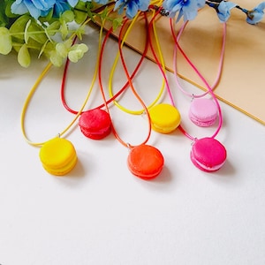 Polymer clay macaron necklace - handmade colorful jewelry, a unique gift for pastry lovers. personalized jewelry