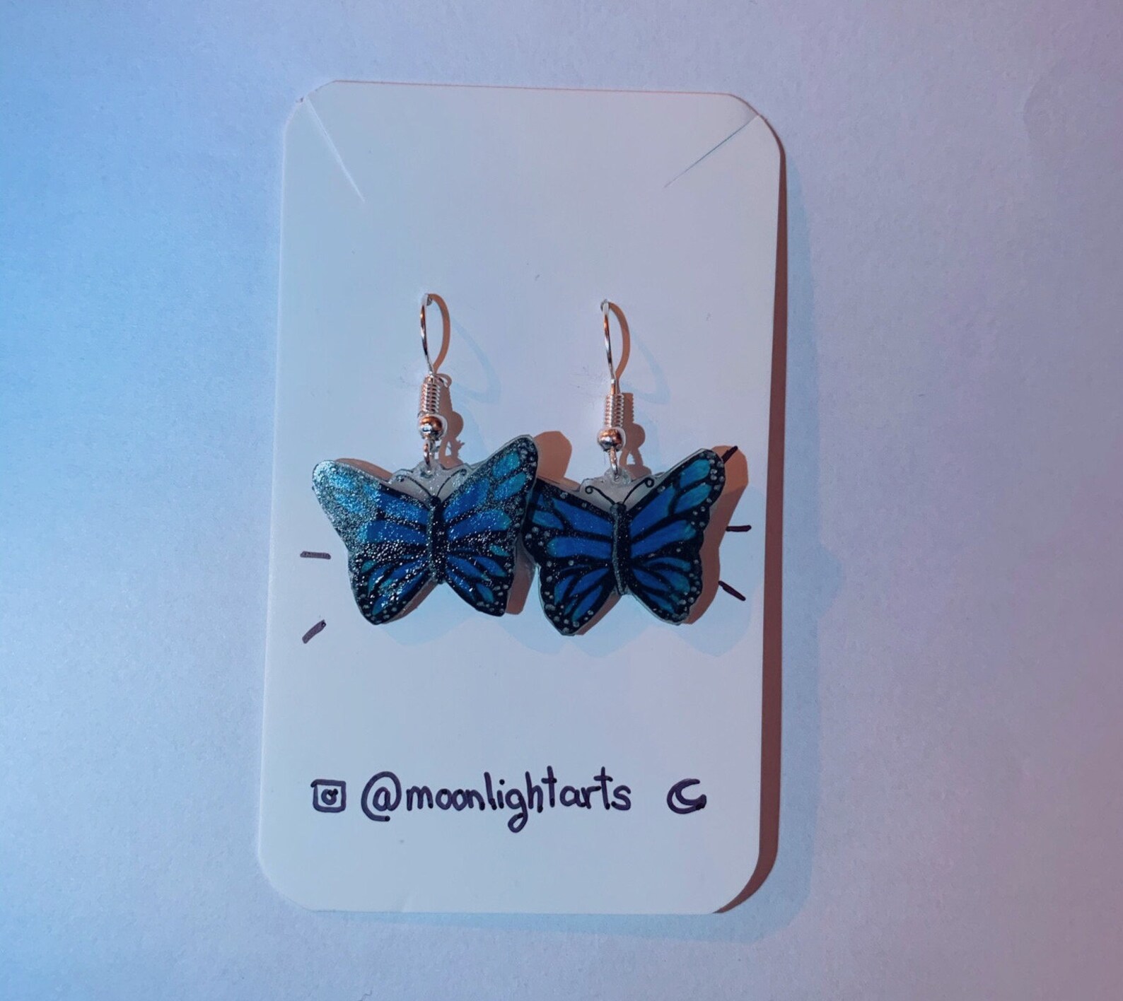 Aesthetic Butterfly Earrings Cute Hook Earrings Blue Etsy