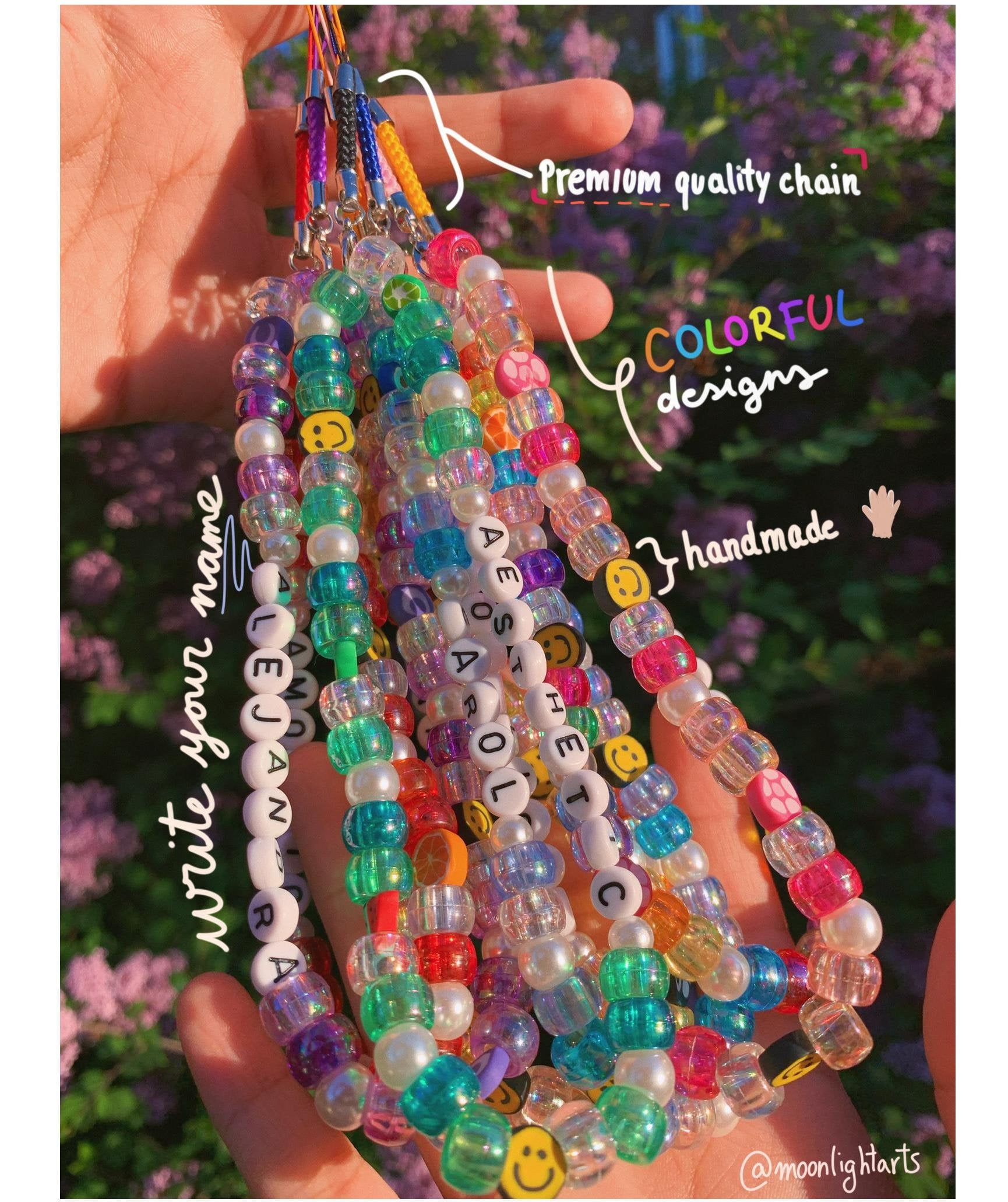 90s Inspired Bead Phone Strap Charm Customizable Aesthetic Etsy UK