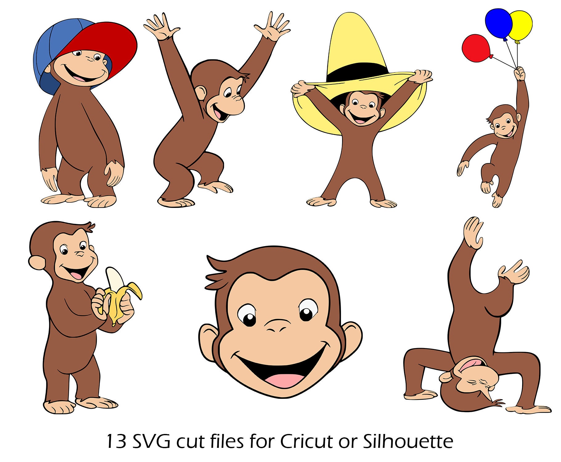 Curious george svg | Etsy