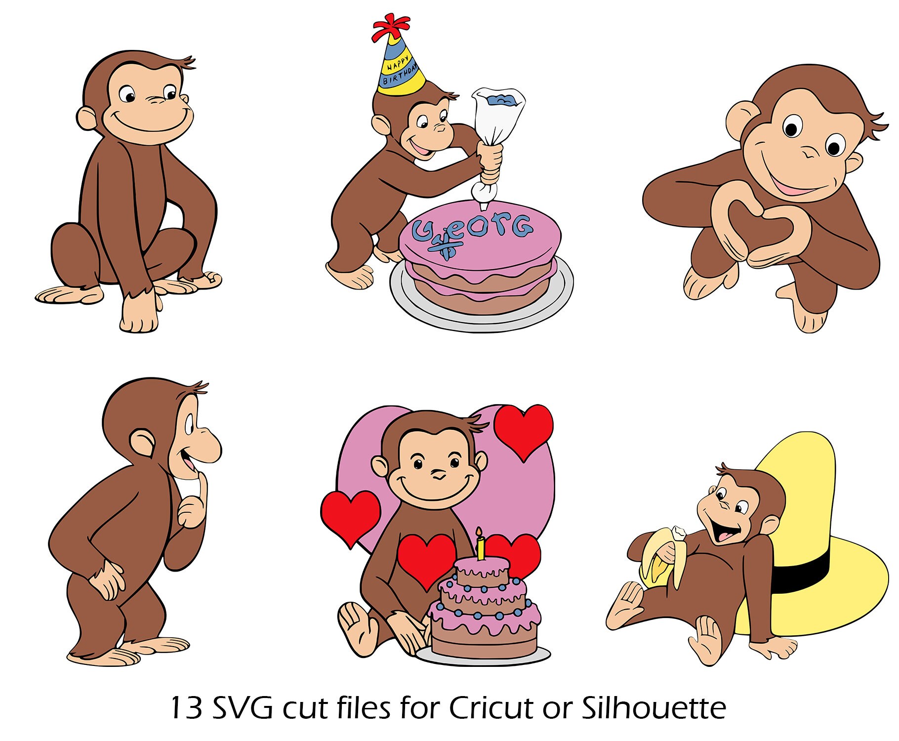Curious george svg | Etsy