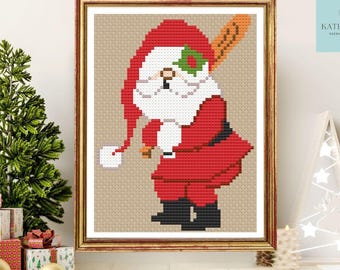 Baseball Santa Cross Stitch Pattern by Atlantic Blue Canvas®