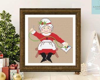 Stitching Ms. Claus Cross Stitch Pattern by Atlantic Blue Canvas®