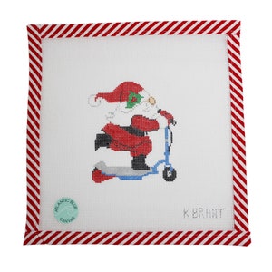 Scooter Santa Needlepoint Canvas