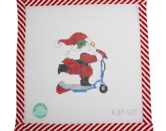 Scooter Santa Needlepoint Canvas
