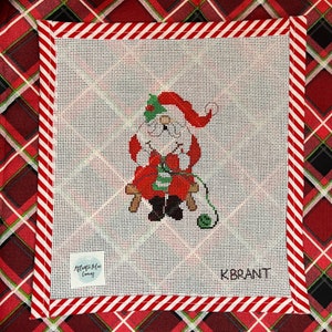 Knitting Santa, needlepoint canvas
