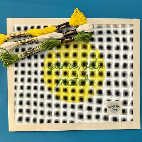 Game Set Match Tennis Ball Needlepoint Canvas Kit Etsy