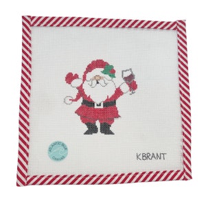 Wine Santa Needlepoint Canvas