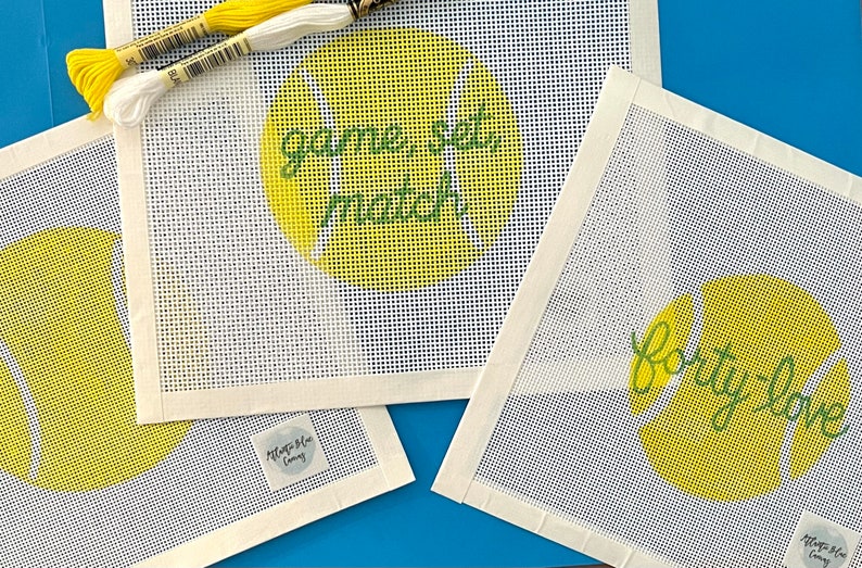 Game Set Match Tennis Ball Needlepoint Canvas Kit Etsy