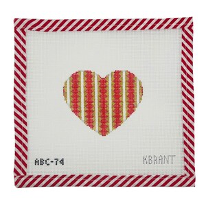 Striped Gold Heart - Red